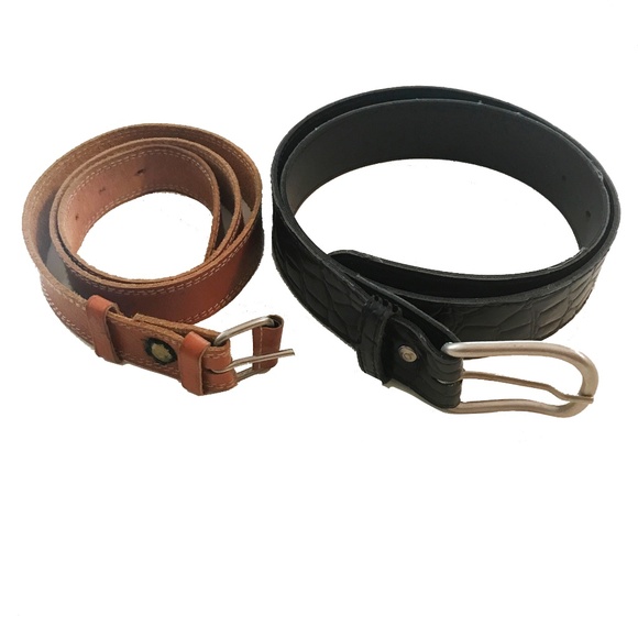 TWO LEATHER BELTS - Picture 1 of 3